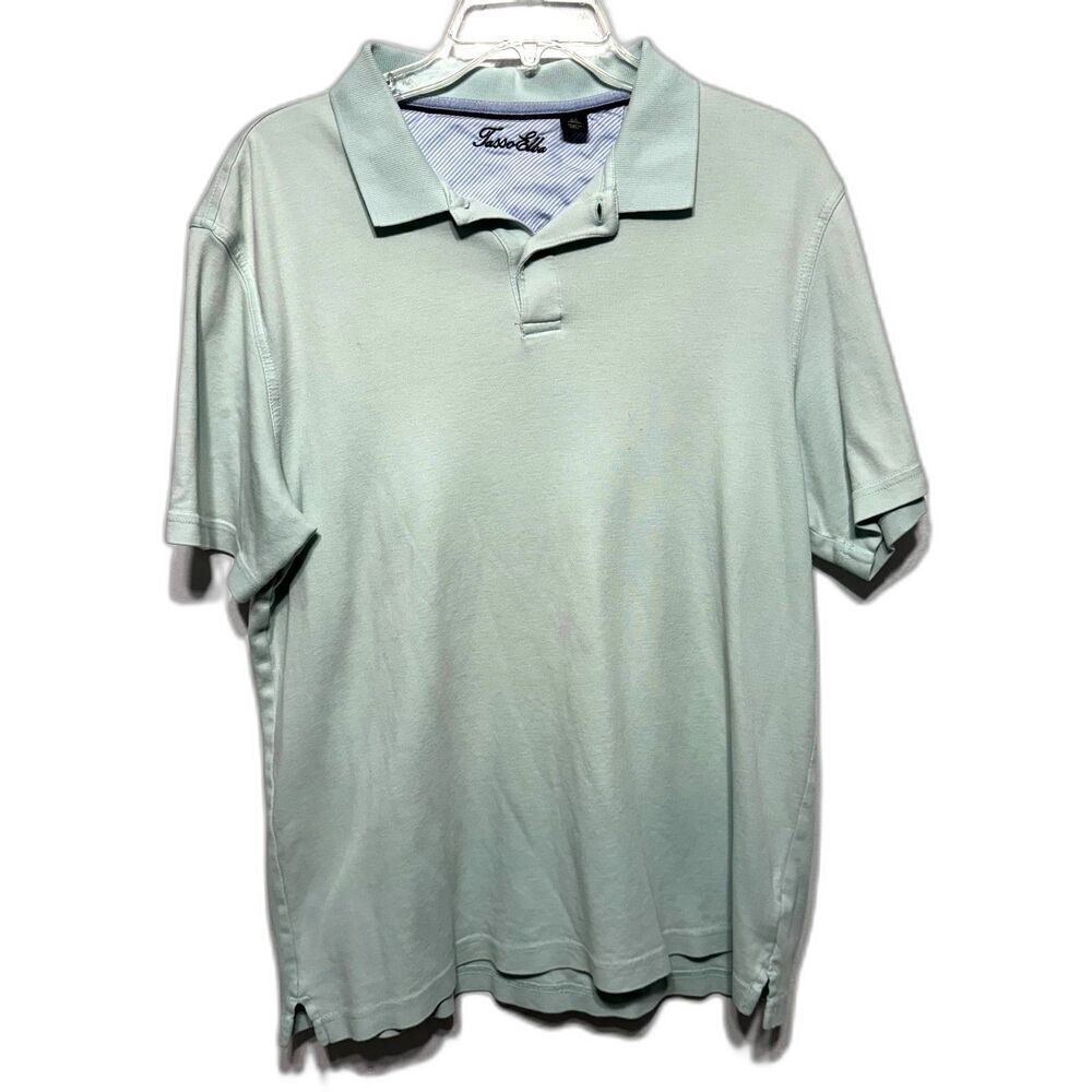 Tasso Elba Polo Teal Blue Short Sleeve Collared Shirt Top Mens size Medium